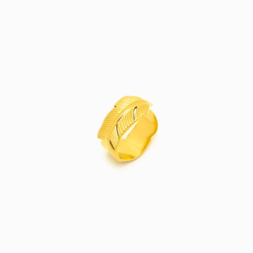 Anel Folha Ajustável JZ1022 - Aço Inox Dourado