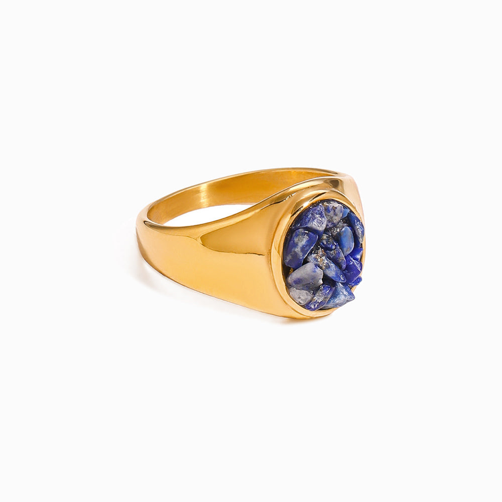 Anel com Lápis-lazuli 17.5mm JZ1577 - Aço Inox