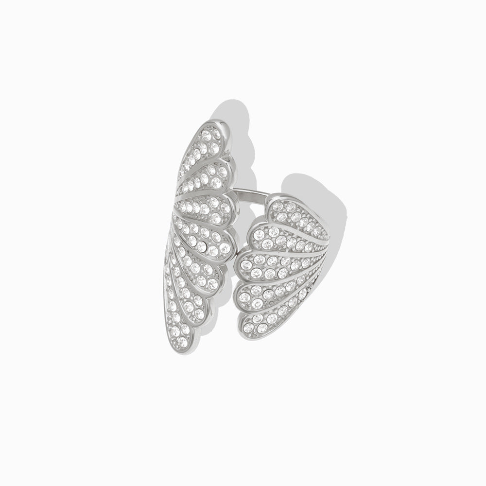 Anel Imitação Concha 17.2mm JZ1585 - Aço Inox Prateado