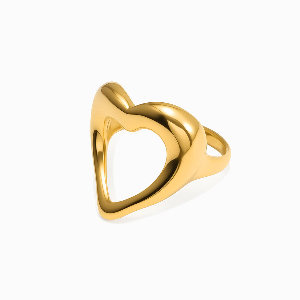 Anel Coração 17.2mm JZ1565 - Aço Inox Dourado