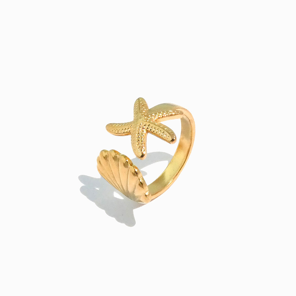 Anel Estrela do Mar JZ1245 - Aço Inox Dourado
