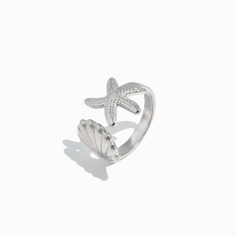 Anel Estrela do Mar JZ1245 - Aço Inox Prateado