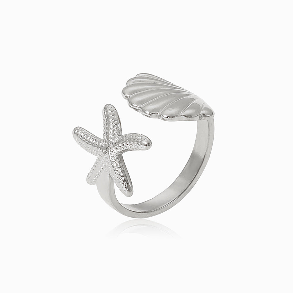 Anel Estrela do Mar JZ1245 - Aço Inox Prateado