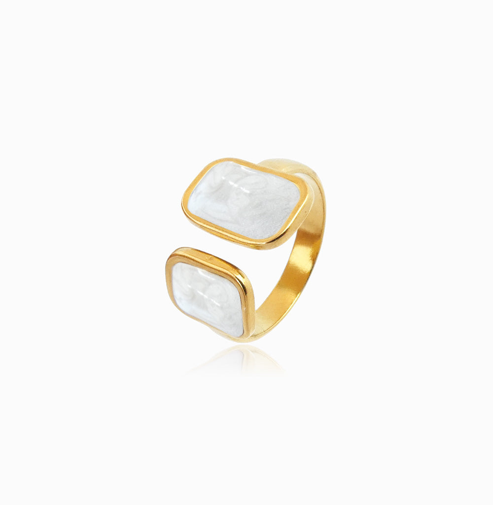 Anel Geométrico Ajustável JZ1449 - Aço Inox Dourado