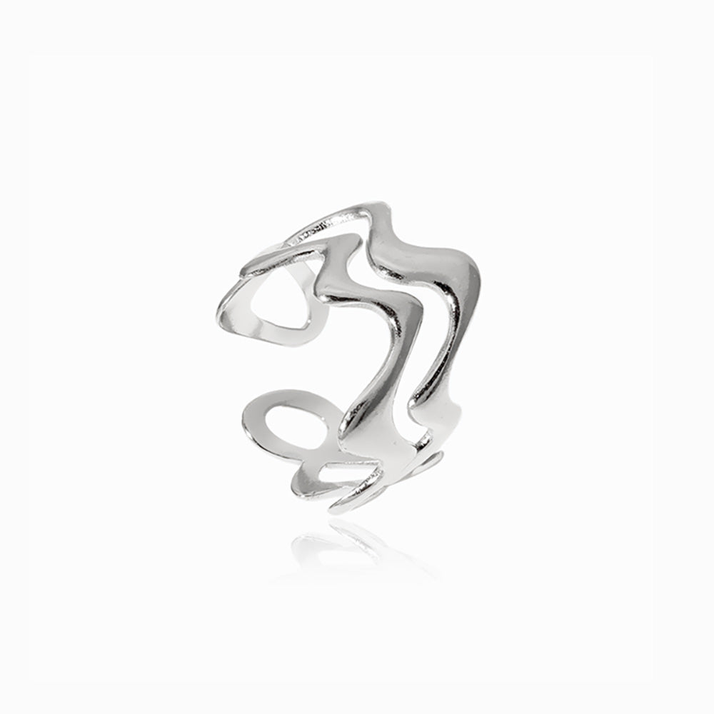 Anel Geométrico Ajustável JZ1366 - Aço Inox Prateado