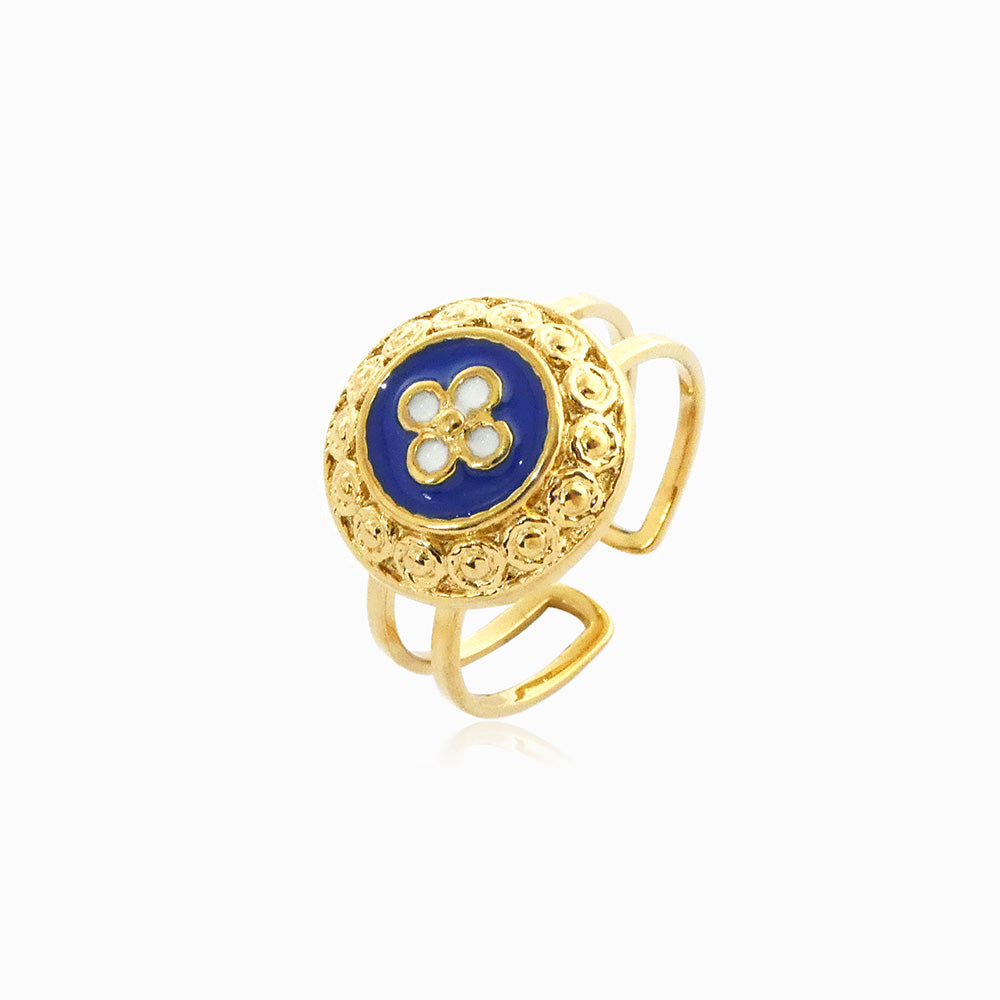 Anel Ajustável Rosas Portuguesas JZ1432 - Aço Inox Dourado