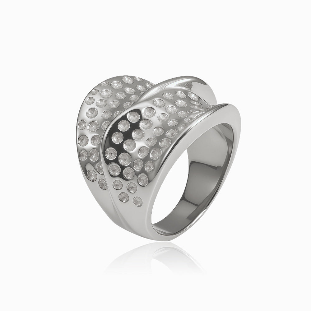 Anel Statement 18mm JZ1595 - Aço Inox Prateado