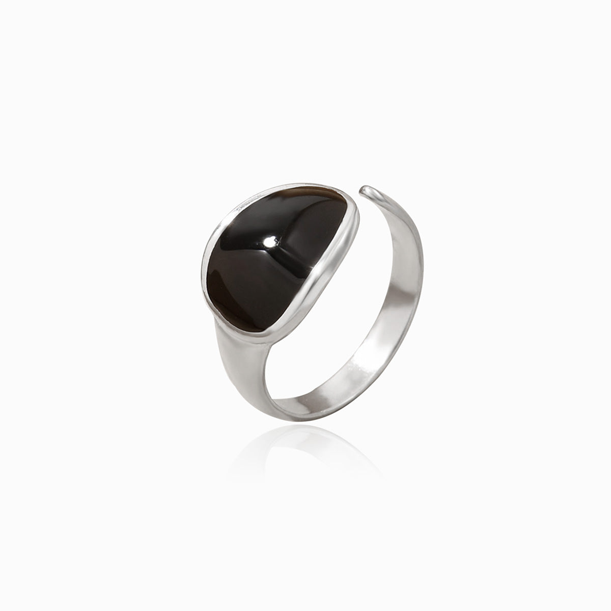 Anel Ajustável JZ1290 - Aço Inox Prateado com Esmalte