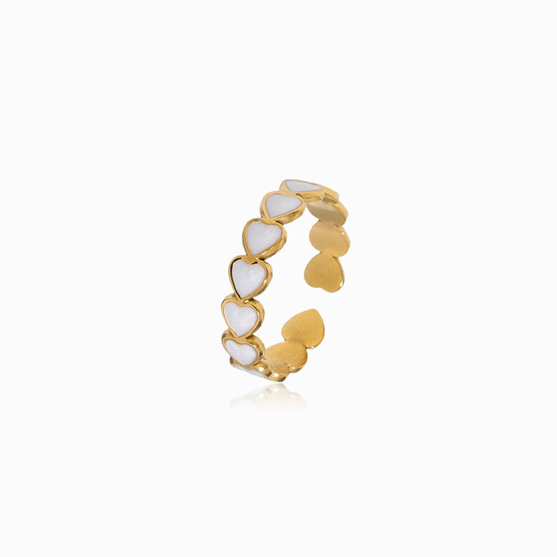 Anel Corações JZ1331 - Aço Inox Dourado
