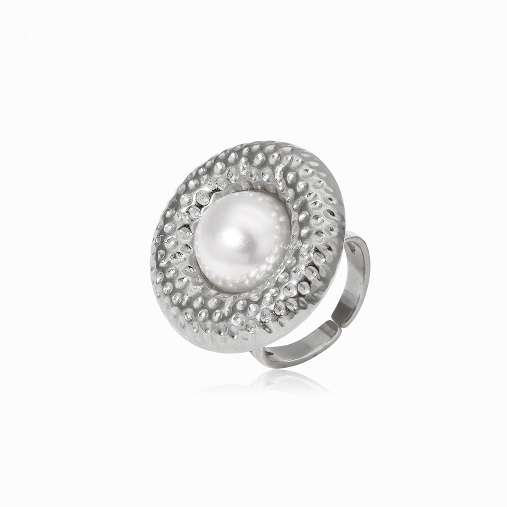 Anello Geometrico con Perla JZ1650 - Acciaio Inox