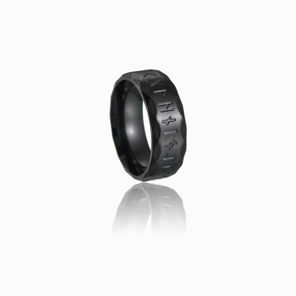 Anel Runas Vikings - Aço Inox Preto