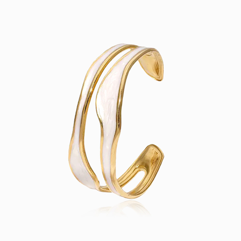 Bracelete Geométrica Ajustável SZ1050 - Aço Inox Dourado
