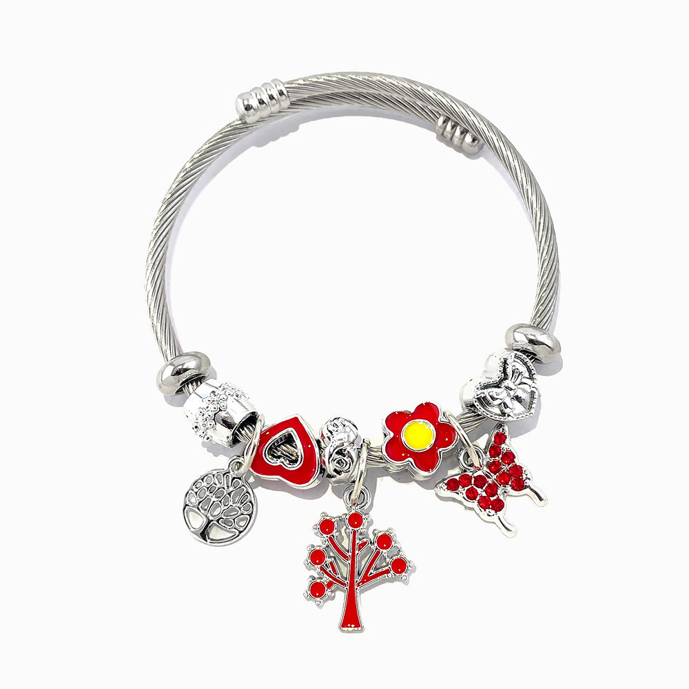 Bracelete Torcida com Charms SZ1072 - Aço Inox