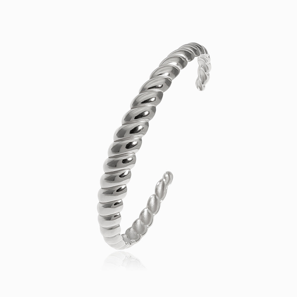 Bracelete Torcida Ajustável SZ1055 - Aço Inox Prateado