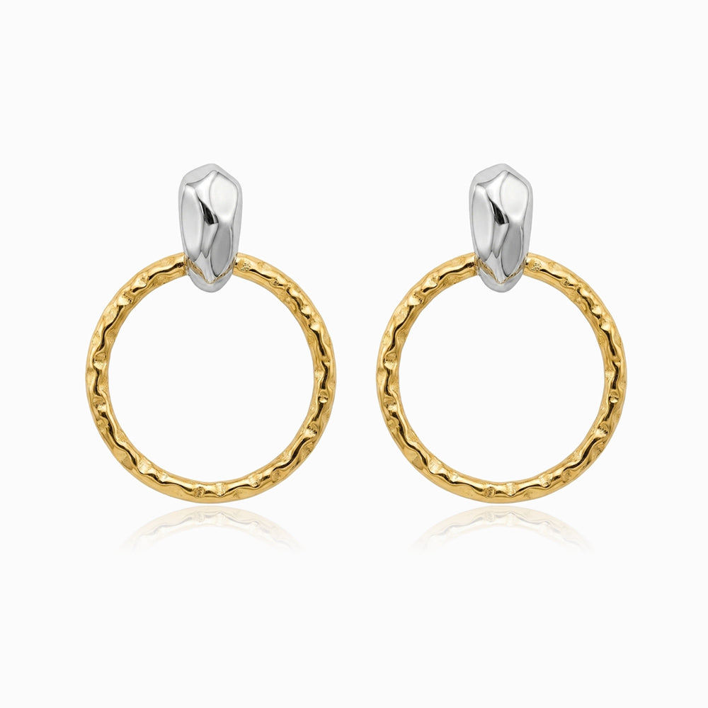 Brincos Bicolor Geométricos 35x26mm BR1597 - Aço Inox