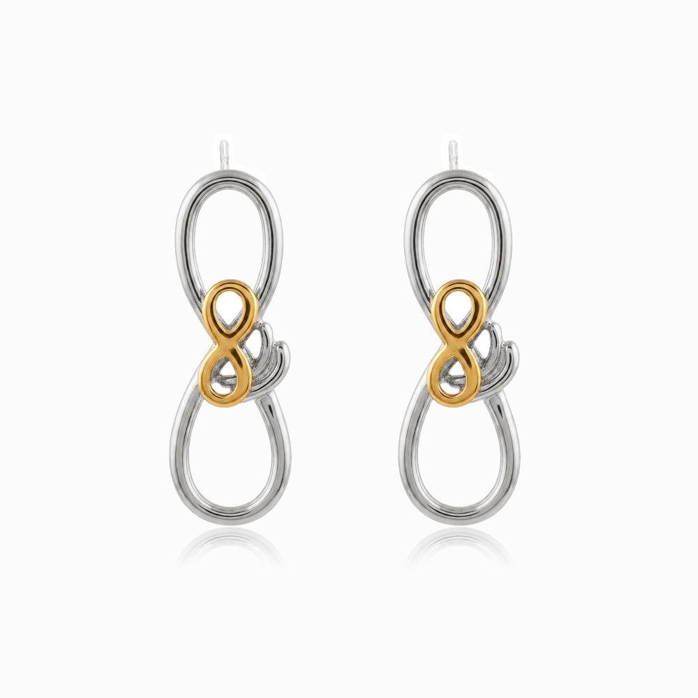 Brincos Bicolor Símbolo do Infinito 32x10mm BR1599 - Aço Inox