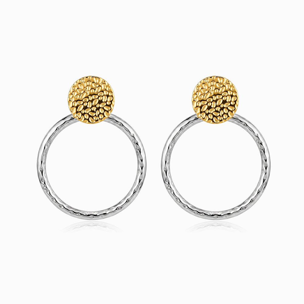 Brincos Bicolor Geométricos 39x31mm BR1600 - Aço Inox