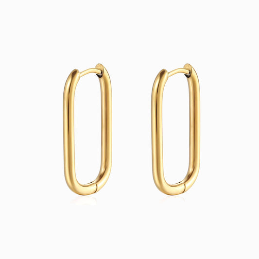 Brincos Geométricos 24x14mm BR1305 - Aço Inox Dourado