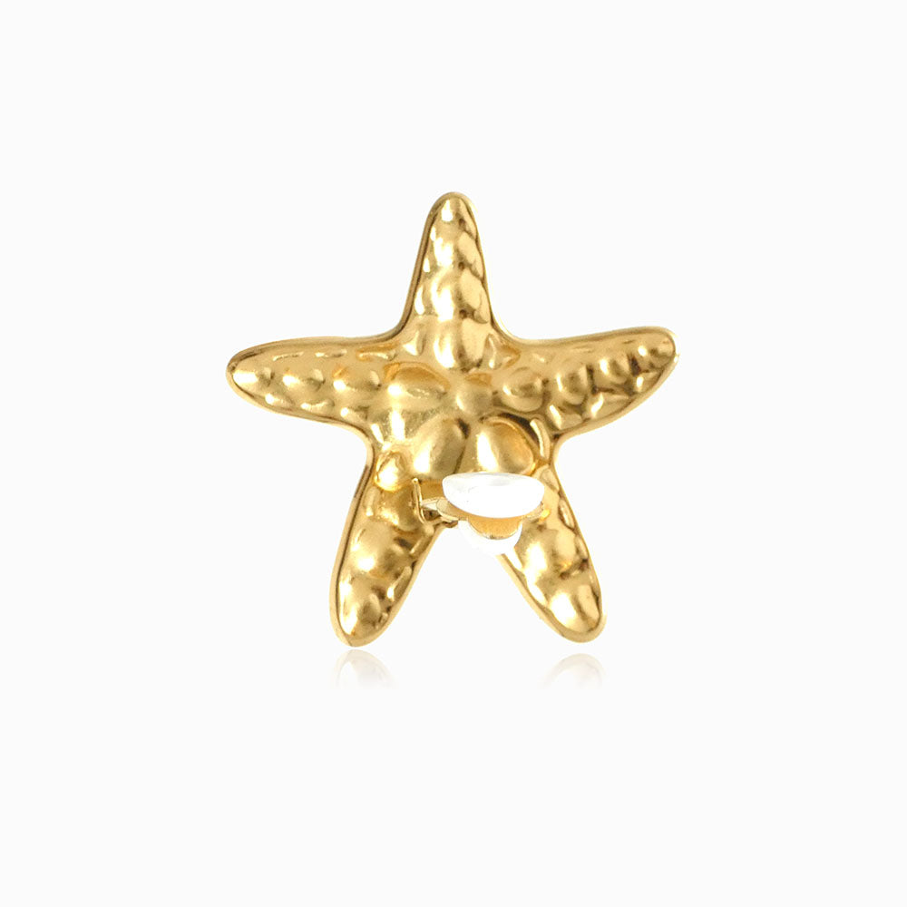 Brincos Clip Estrela do Mar 32x32mm BR3044 Traseiro - Aço Inox Dourado