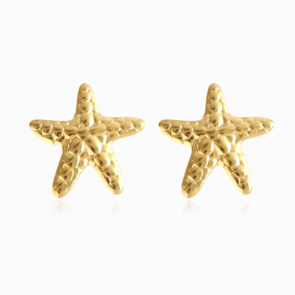 Brincos Clip Estrela do Mar 32x32mm BR3044 Frente - Aço Inox Dourado