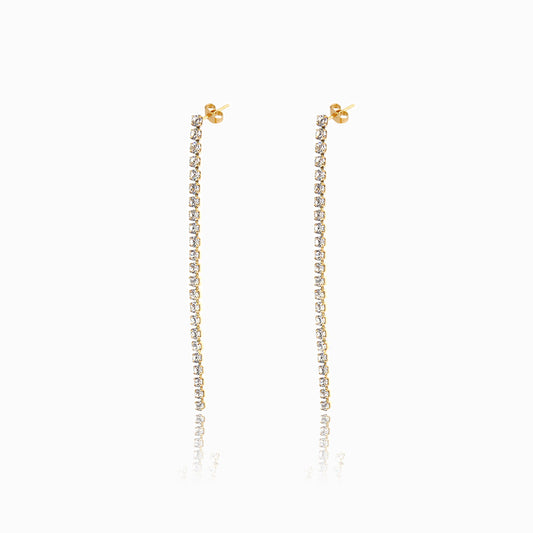 Brincos com Brilhantes 100x2mm BR3057 - Aço Inox Dourado