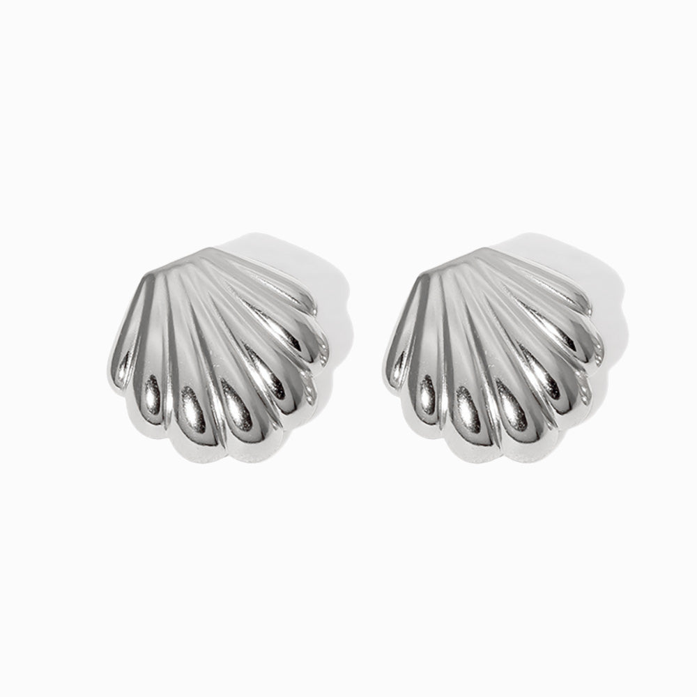Brincos Concha 29x29mm BR1394 - Aço Inox Prateado