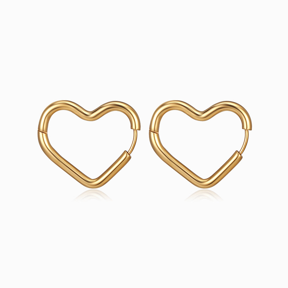 Brincos Coração 22x20mm BR1304 - Aço Inox Dourado