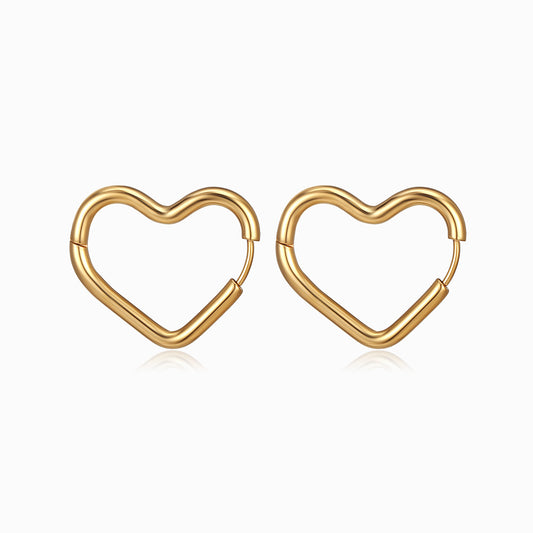 Brincos Coração 22x20mm BR1304 - Aço Inox Dourado