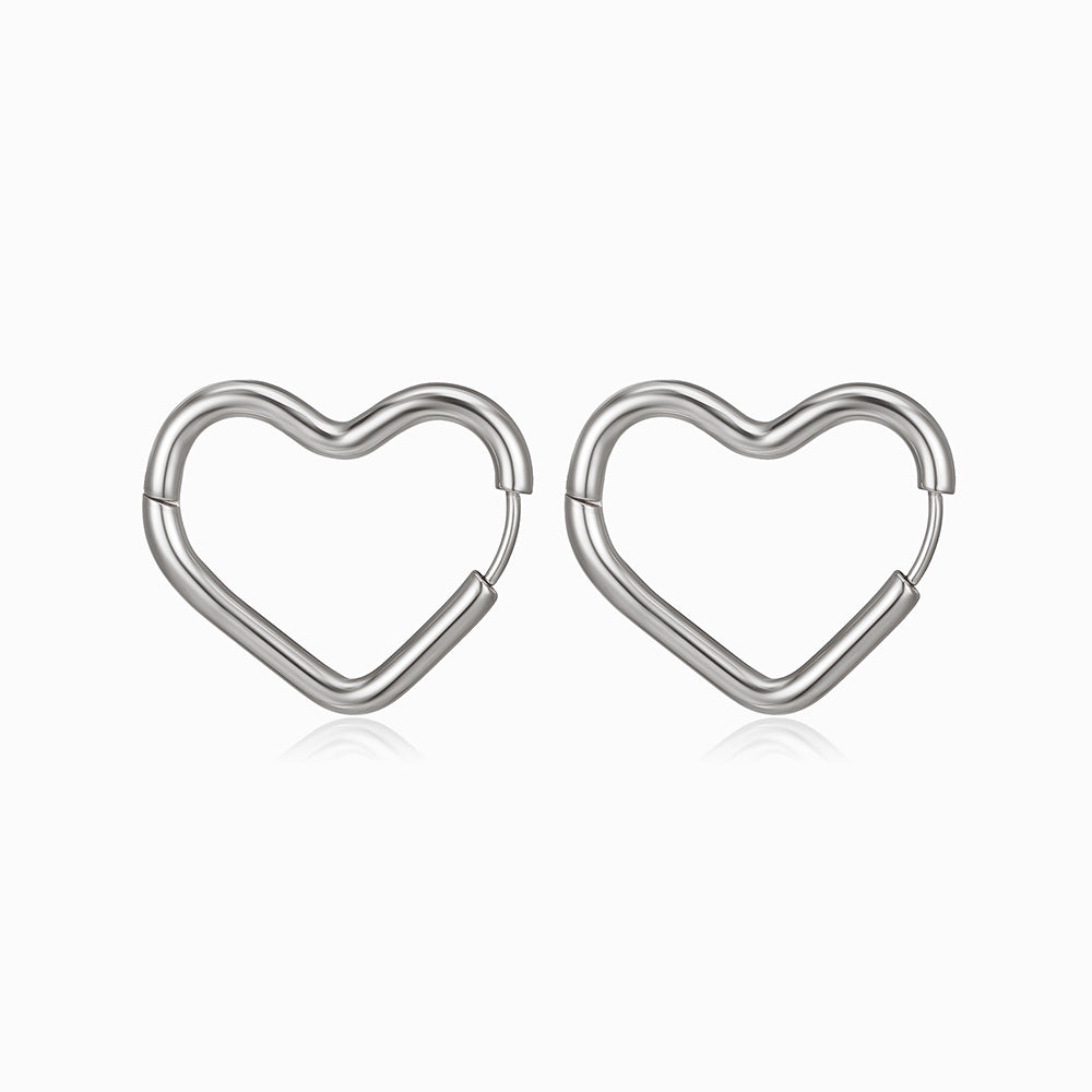 Brincos Coração 22x20mm BR1304 - Aço Inox Prateado