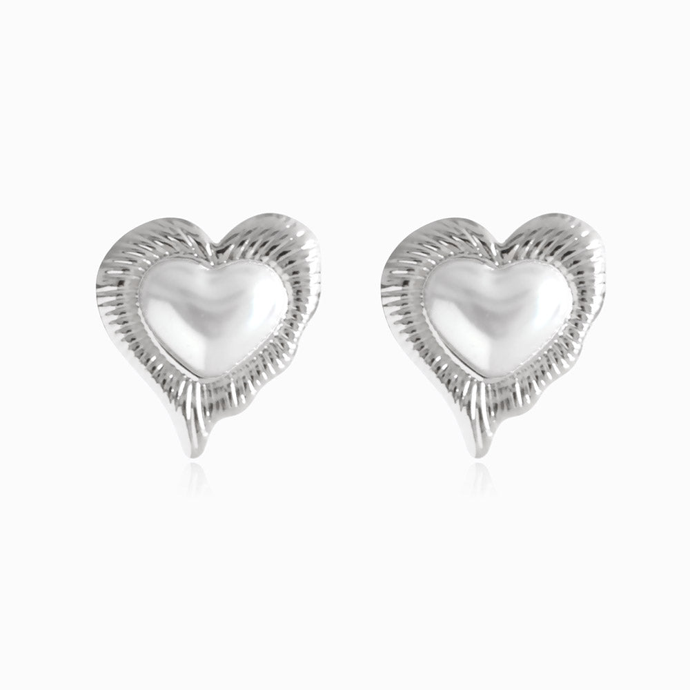 Brincos Coração 24x23mm BR3039 - Aço Inox Prateado