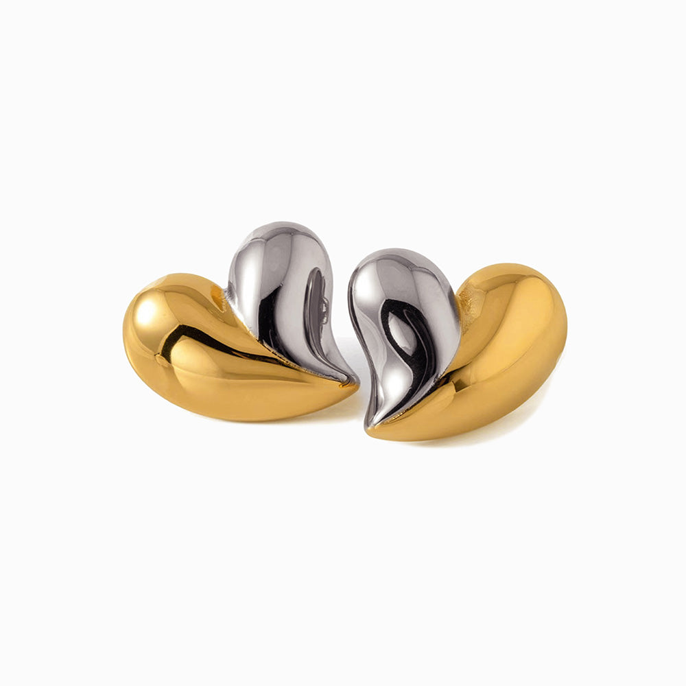 Brincos Coração 19x16mm BR3045 - Aço Inox Dourado