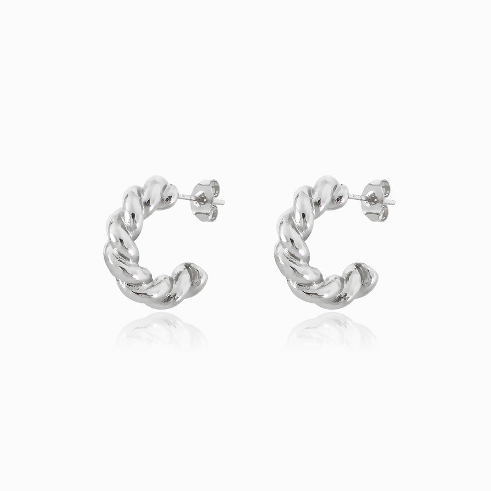 Brincos Torcidos 20x20mm BR1028 - Aço Inox Prateado