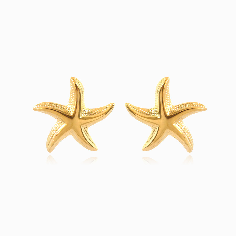 Brincos Estrela do Mar 25x24mm BR1378 - Aço Inox Dourado