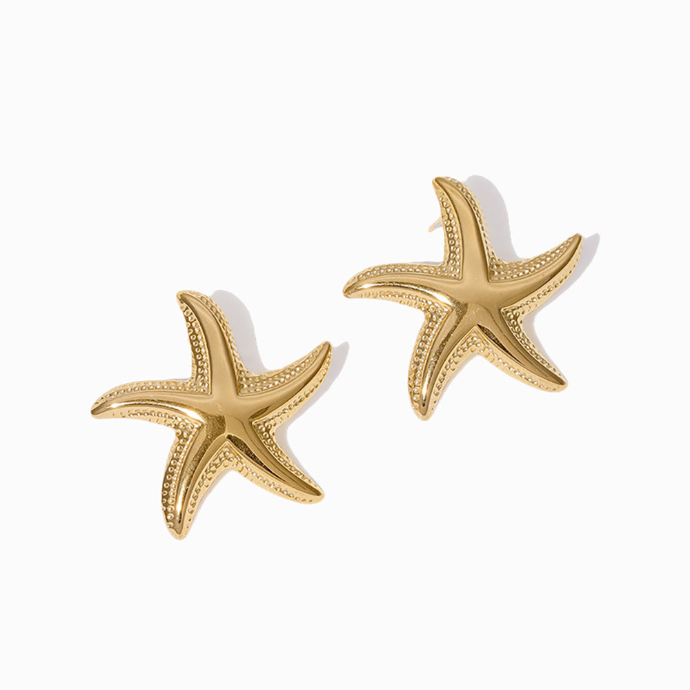 Brincos Estrela do Mar 25x24mm BR1378 - Aço Inox Dourado