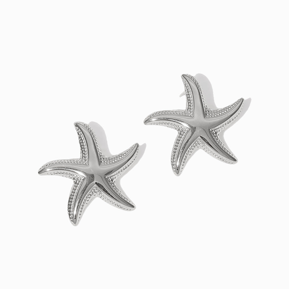 Brincos Estrela do Mar 25x24mm BR1378 - Aço Inox Prateado