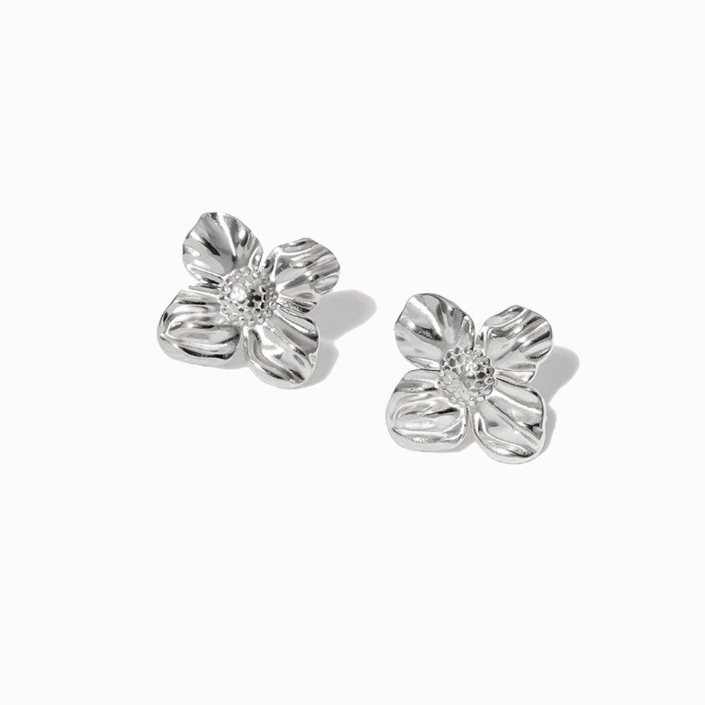 Brincos Minimalista Flor 18mm BR1421 - Aço Inox Prateado