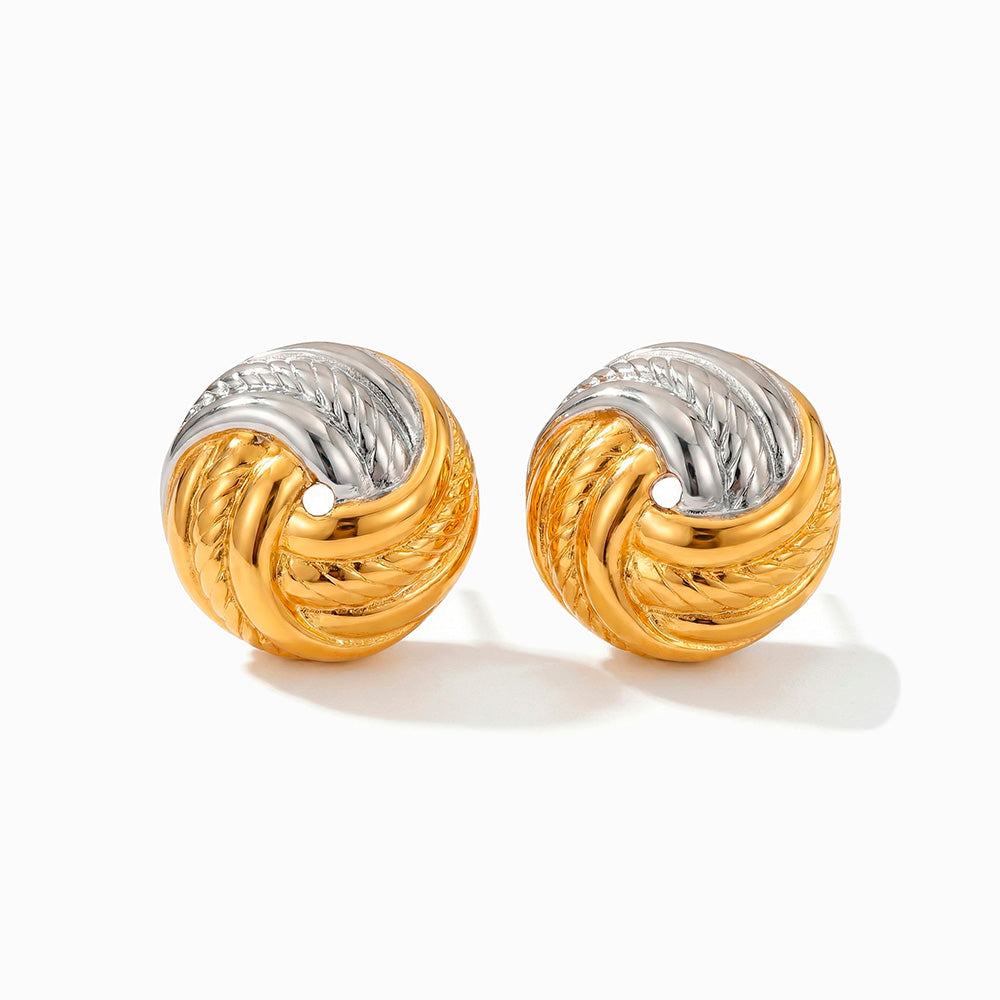 Brincos Geométricos Bicolor 21x21mm BR1557 - Aço Inox