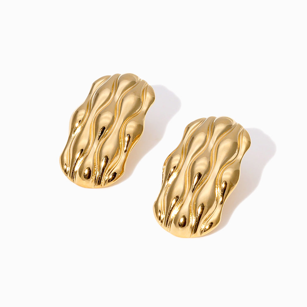 Brincos Geométricos 30x17mm BR1417- Aço Inox Dourado