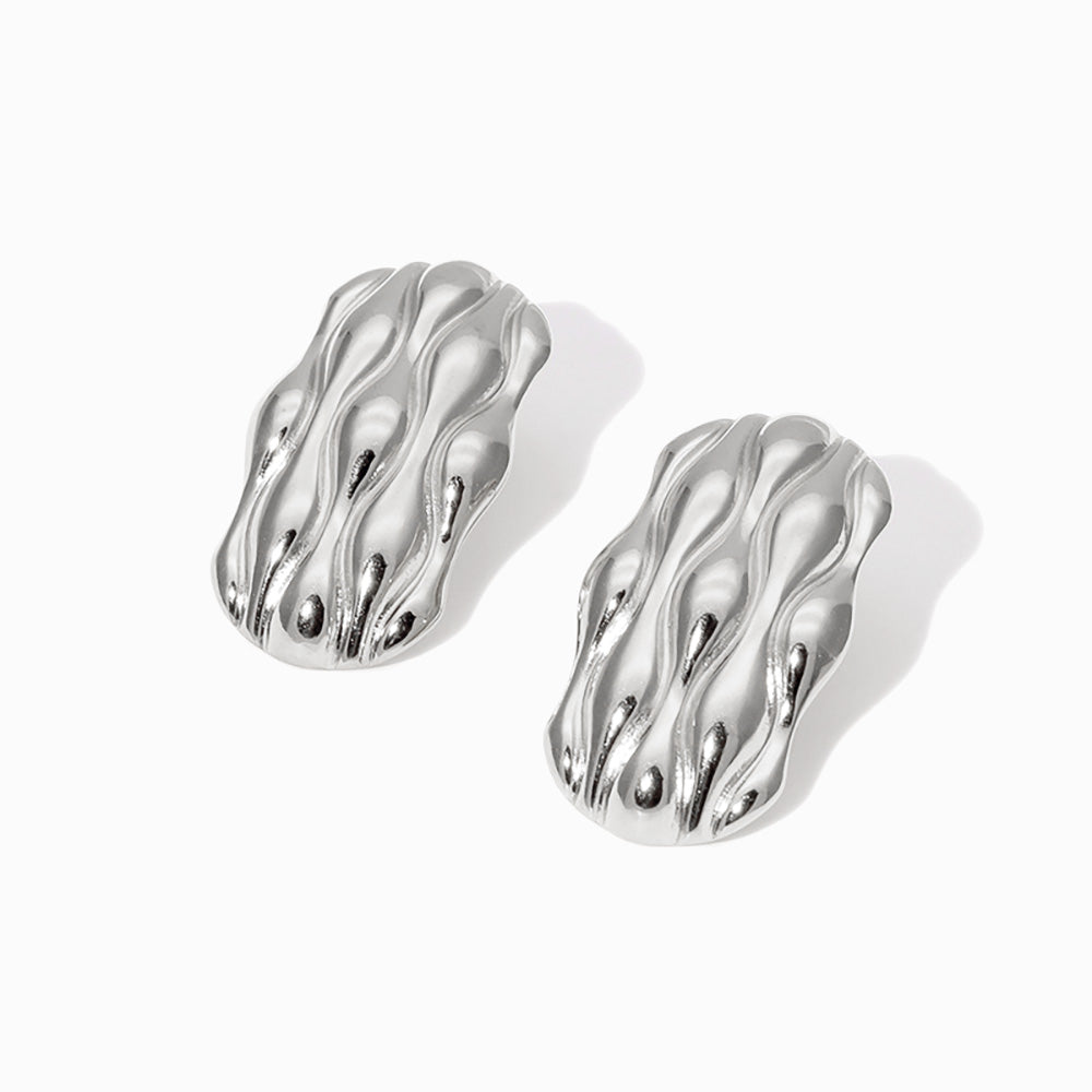 Brincos Geométricos 30x17mm BR1417- Aço Inox Prateado