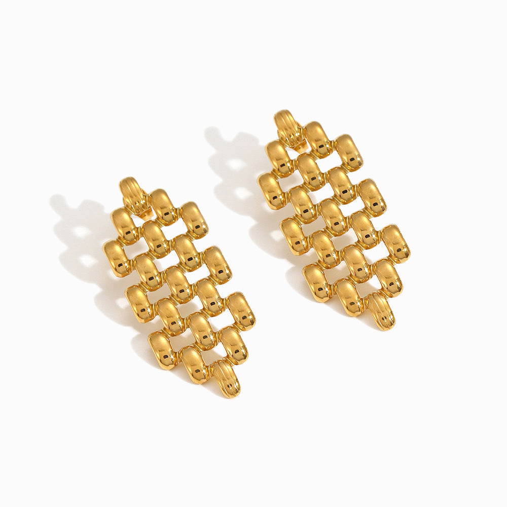Brincos Geométricos 47x18mm BR1420 - Aço Inox Dourado