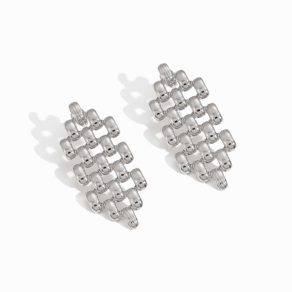 Brincos Geométricos 47x18mm BR1420 - Aço Inox Prateado