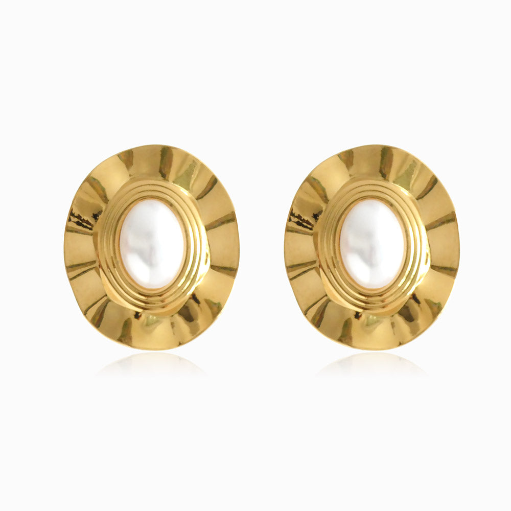 Brincos Geométricos 33x28mm BR3040 - Aço Inox Dourado