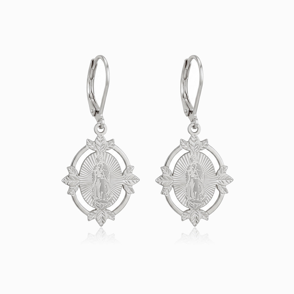 Brincos com Nossa Senhora 35x17 BR1552 - Aço Inox Prateado