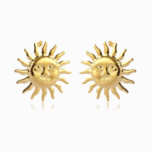 Brincos Sol 41x41mm BR1387 - Aço Inox Dourado
