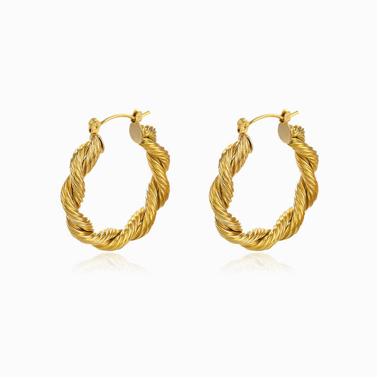 Brincos Torcidos 33x30mm BR1335 - Aço Inox Dourado
