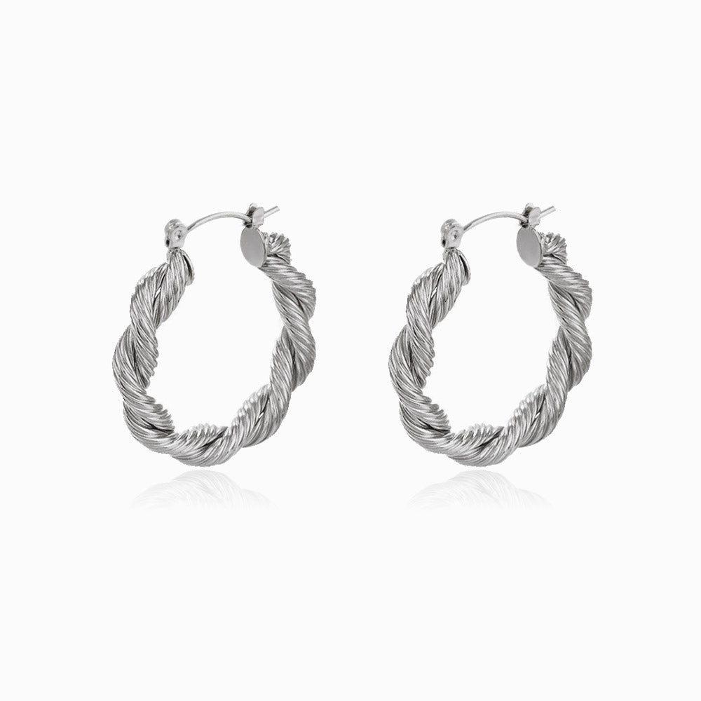 Brincos Torcidos 33x30mm BR1335 - Aço Inox Prateado