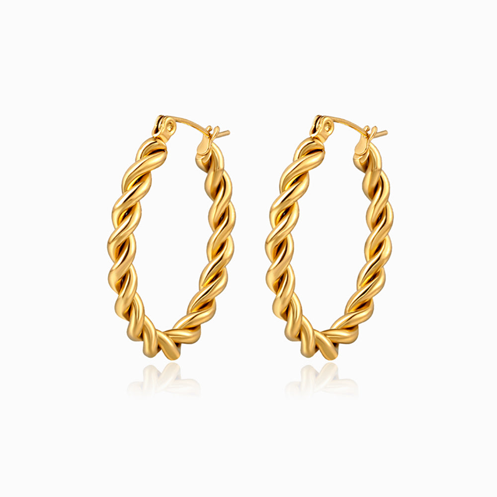 Brincos Torcidos 33x25mm BR1432 - Aço Inox Dourado