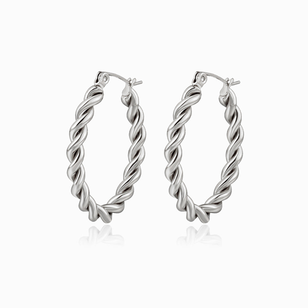 Brincos Torcidos 33x25mm BR1432 - Aço Inox Prateado