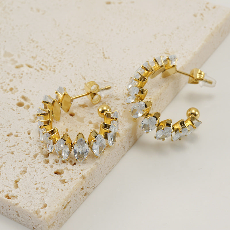 Brincos com Zircónia 30mm BR1482 - Aço Inox