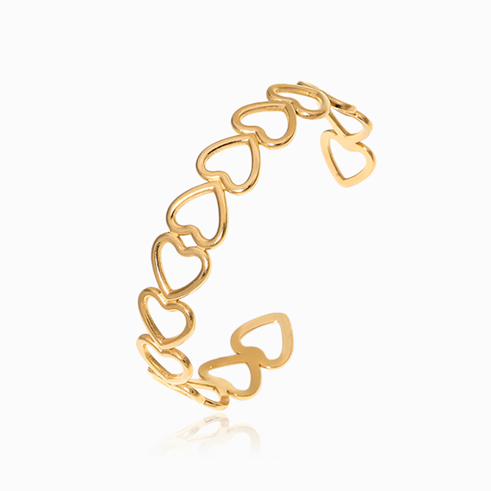 Bracelete Corações SZ1043 - Aço Inox Dourado